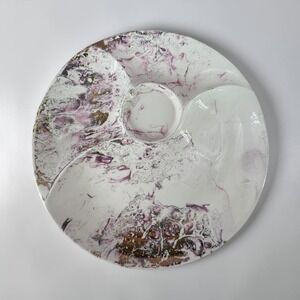 Vtg Sascha Brastoff California Pottery Surf Ballet Chip Dip Platter Purple‎ Gold
